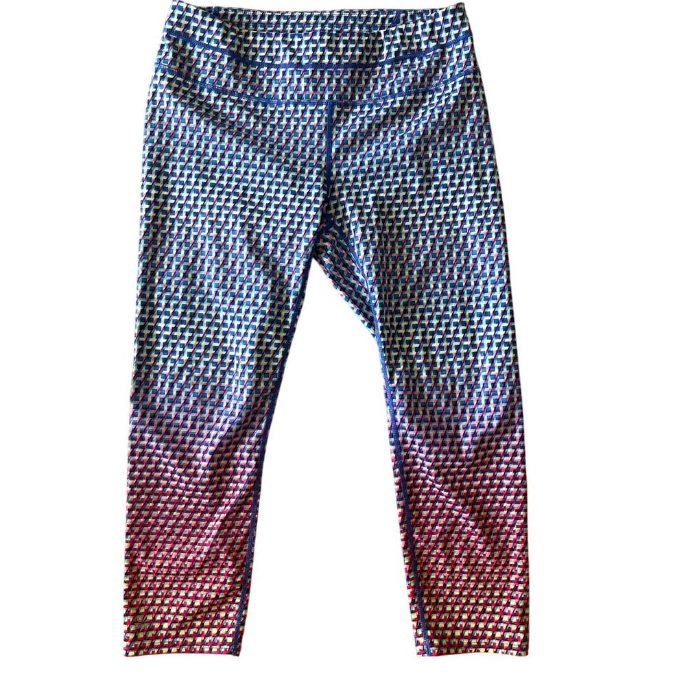 Athleta medium purple pink blue legging geometric‎ athletic pants cape